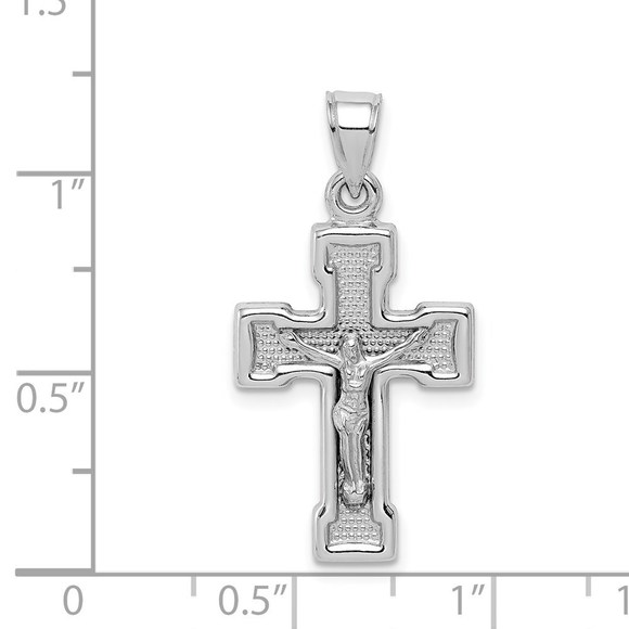 Million Charms 925 Sterling Silver Rhodium-plated Hollow Latin Crucifix Pendant - Picture 4 of 4